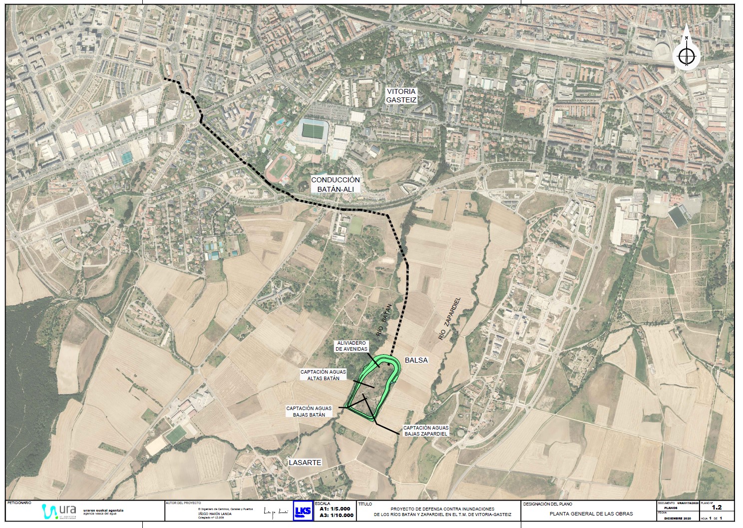Plano del proyecto de defensa ante las crecidas de los ríos Batán y Zapardiel